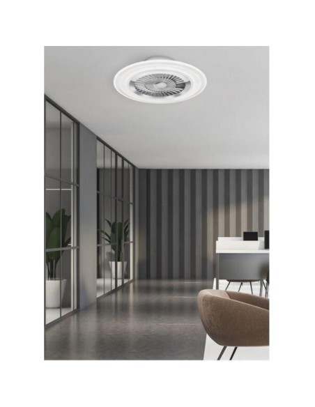 Plafonnier/ventilateur dimmable à changement de température de couleur blanc mat  - Trio - Flaga Leluminaireled.com