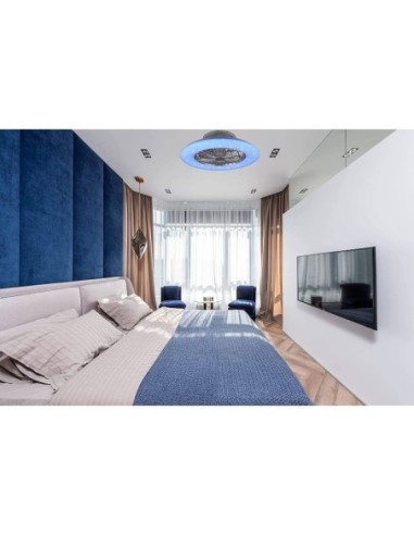 Plafonnier/ventilateur dimmable à changement de température de couleur - titane - Trio - Stralsund Leluminaireled.com