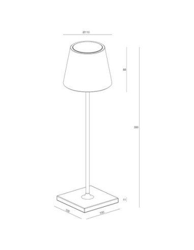Lampe de table autonome rechargeable USB noire abat-jour lisse - Dekolight - Sheratan I Leluminaireled.com
