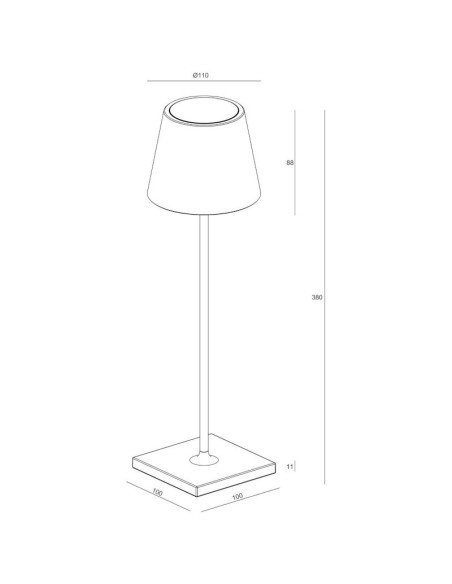 Lampe de table autonome rechargeable USB noire abat-jour lisse - Dekolight - Sheratan I Leluminaireled.com