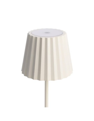 Lampe de table autonome rechargeable USB blanche abat-jour plissé - Dekolight - Sheratan II Leluminaireled.com