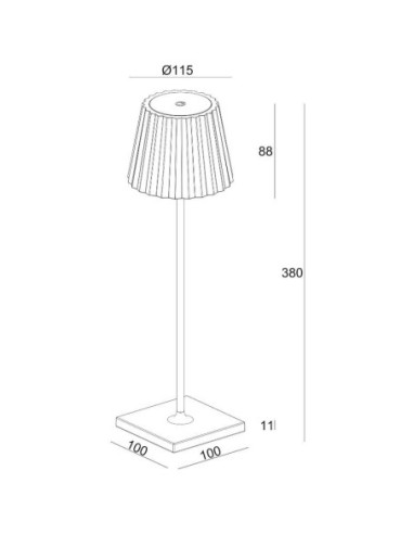Lampe de table autonome rechargeable USB blanche abat-jour plissé - Dekolight - Sheratan II Leluminaireled.com