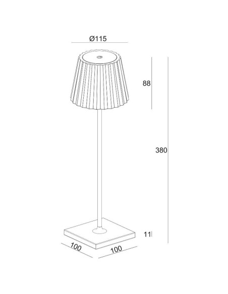 Lampe de table autonome rechargeable USB blanche abat-jour plissé - Dekolight - Sheratan II Leluminaireled.com