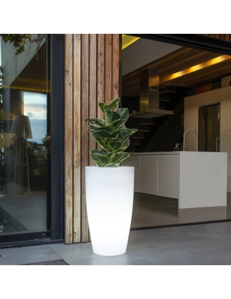 Pot de fleurs cylindrique lumineux Led RGB + blanc à batterie - New Garden -  Bambù 70 Leluminaireled.com