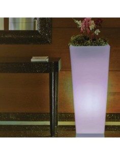 Pot de fleurs rectangulaire lumineux Led RGB + 3 blancs solaire + batterie - New Garden -  Melisa 50 Leluminaireled.com 2