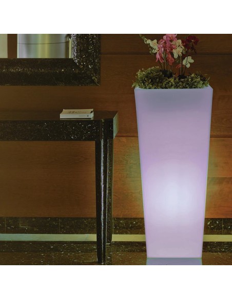 Pot de fleurs rectangulaire lumineux Led RGB + 3 blancs solaire + batterie - New Garden -  Melisa 50 Leluminaireled.com