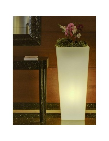 Pot de fleurs rectangulaire lumineux Led RGB + 3 blancs solaire + batterie - New Garden -  Melisa 50 Leluminaireled.com