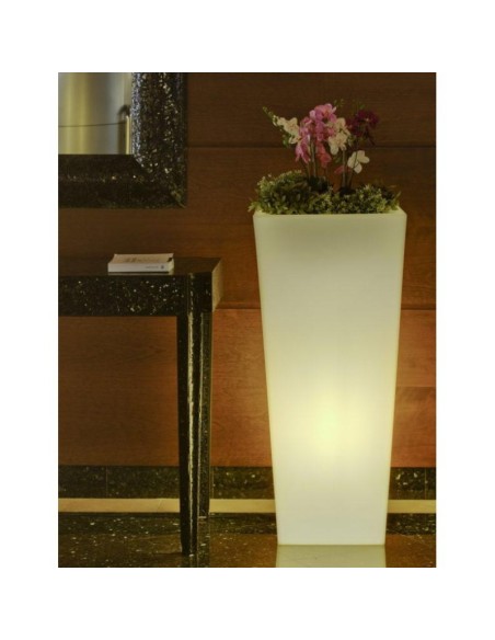 Pot de fleurs rectangulaire lumineux Led RGB + 3 blancs solaire + batterie - New Garden -  Melisa 50 Leluminaireled.com