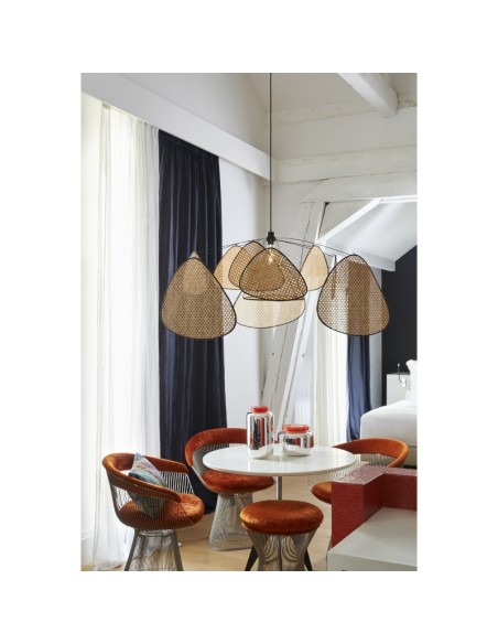 Suspension Led métal et cannage  - Market Set - Screen XI Leluminaireled.com