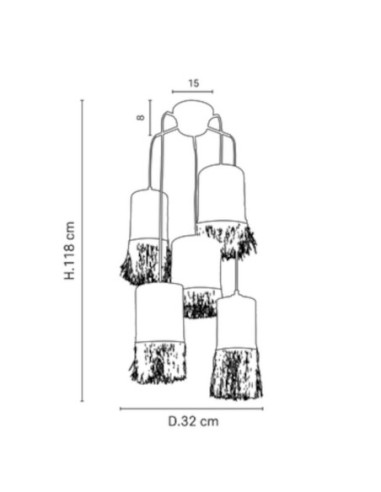 Suspension Led métal et cannage  - Market Set - Formentera 5L Leluminaireled.com