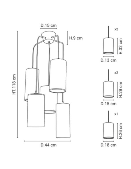 Suspension Led métal et tissu  - Market Set - Cosiness 5L Leluminaireled.com