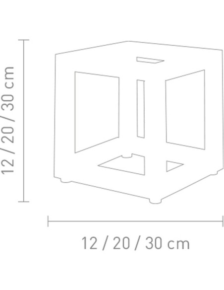 Lampe de table Led  cube - Sompex - Delux Leluminaireled.com - dessin technique