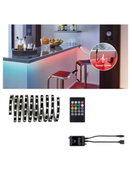 Kit ruban Led 3m sound-sensor RGB - Paulmann - yourLed Comfort Set Light and Music Leluminaireled.com