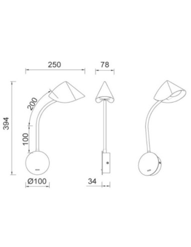 Applique murale Led liseuse noire - Mantra - Goa Leluminaireled.com