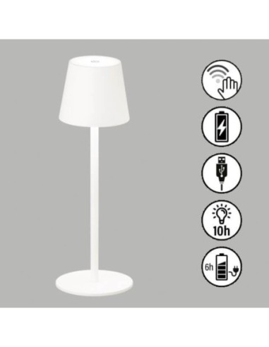 Lampe de table autonome rechargeable blanche - Fischer & Honsel - Tropea Leluminaireled.com
