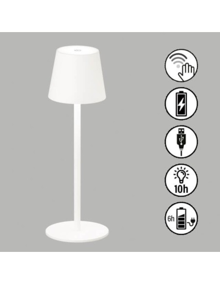 Lampe de table autonome rechargeable blanche - Fischer & Honsel - Tropea Leluminaireled.com