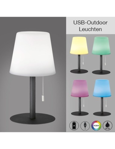 Lampe de table extérieure autonome rechargeable - Fischer & Honsel - Garden Leluminaireled.com