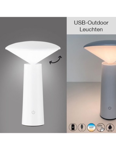 Lampe de table extérieure autonome blanche - Fischer & honsel - Pinto Leluminaireled.com