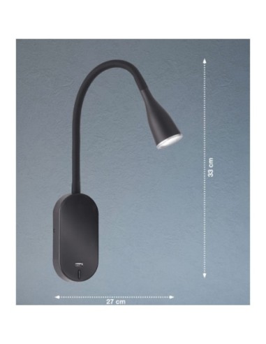 Applique murale intérieure liseuse Led noire - Fischer & Honsel- Nox Leluminaireled.com