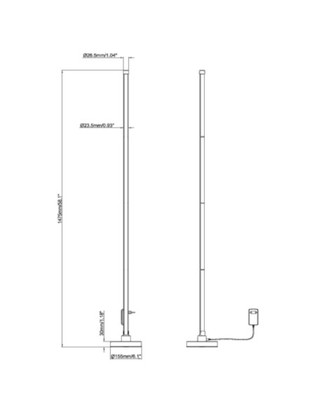 Lampadaire Led 17 W RGB+WW dimmable - optonica Leluminaireled.com