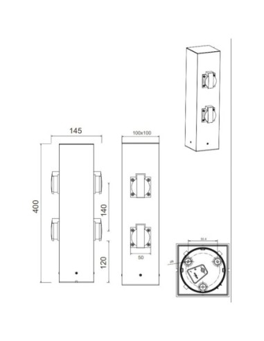 Borne d\'alimentation électrique extérieure x4 prises  - Trio Leluminaireled.com