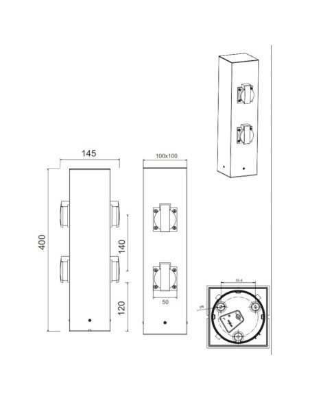 Borne d\'alimentation électrique extérieure x4 prises  - Trio Leluminaireled.com
