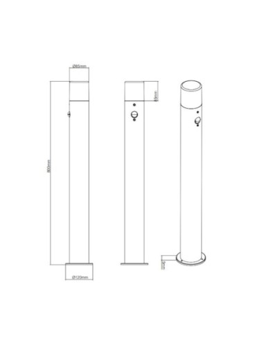 Borne extérieure 80 cm anthracite avec détecteur - Trio - Hoosic Leluminaireled.com