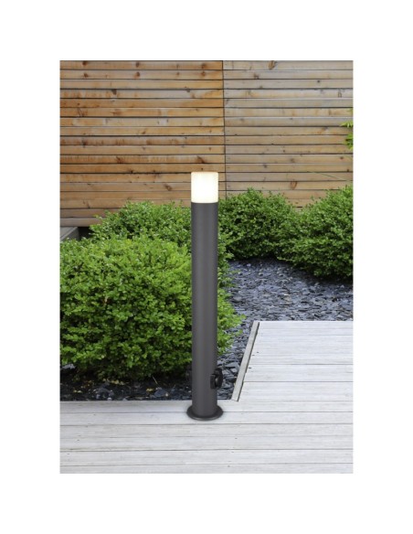 Borne extérieure 80 cm anthracite avec 2 prises - Trio - Hoosic Leluminaireled.com