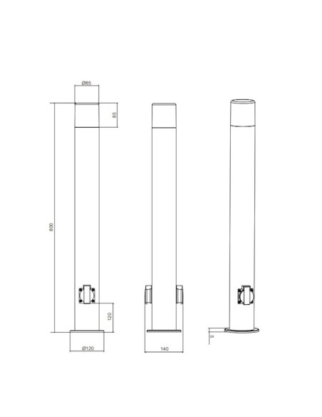 Borne extérieure 80 cm anthracite avec 2 prises - Trio - Hoosic Leluminaireled.com
