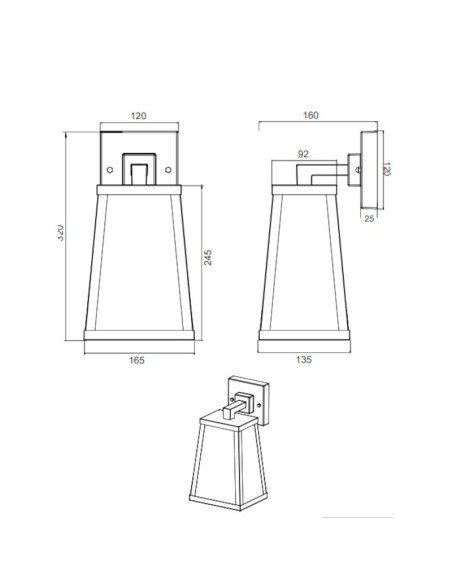 Applique murale extérieure rouille culot E27 - Trio - Arkansas Leluminaireled.com