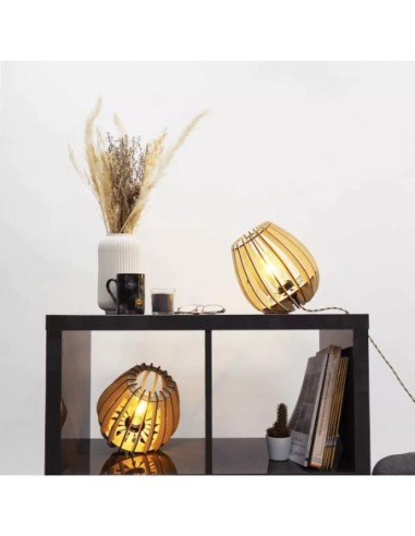 Lampe de table Led bois Atome- Atelier Loupiote Leluminaireled.com