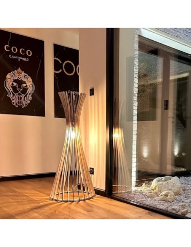 Lampadaire Led bois Tipi - Atelier Loupiote Leluminaireled.com
