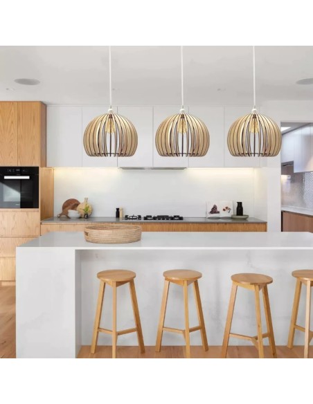 Suspension Led bois Atlas - Atelier Loupiote Leluminaireled.com