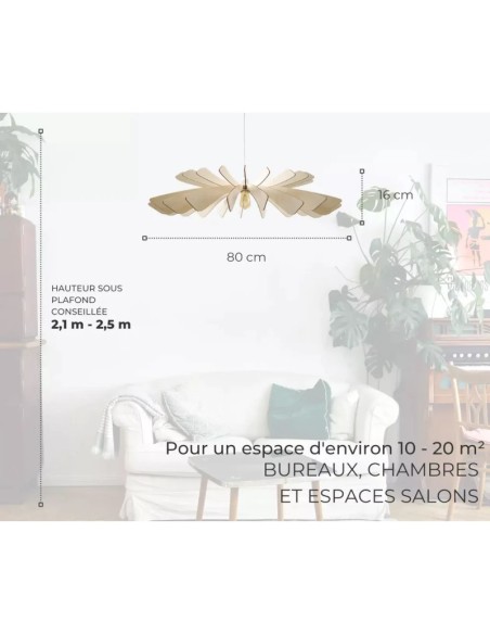 Suspension Led bois Aurora 80 cm - Atelier Loupiote Leluminaireled.com