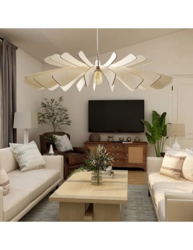 Suspension Led bois Aurora 100 cm - Atelier Loupiote Leluminaireled.com