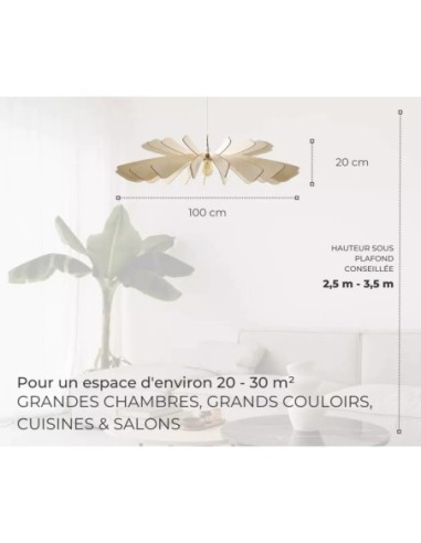 Suspension Led bois Aurora 100 cm - Atelier Loupiote Leluminaireled.com