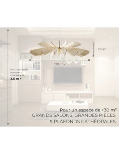 Suspension Led bois Aurora 120 cm - Atelier Loupiote Leluminaireled.com