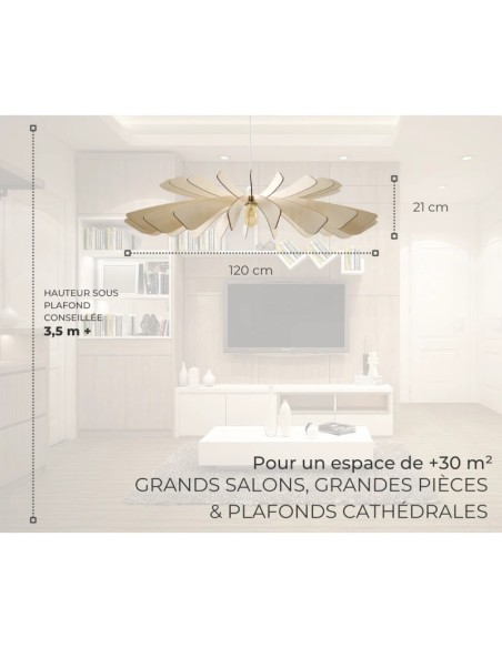 Suspension Led bois Aurora 120 cm - Atelier Loupiote Leluminaireled.com