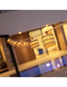 Guirlande extérieure lumineuse solaire étanche 10 ampoules cordon jute Alba - New Garden Leluminaireled.com 2