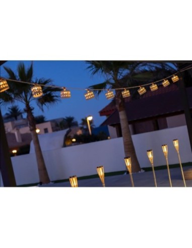 Guirlande extérieure lumineuse solaire étanche 10 ampoules cordon jute Alba - New Garden Leluminaireled.com