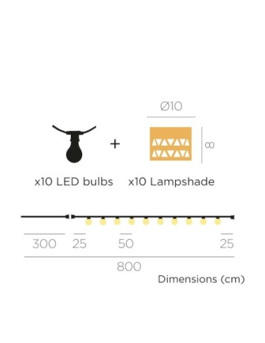 Guirlande extérieure lumineuse solaire étanche 10 ampoules cordon jute Alba - New Garden Leluminaireled.com