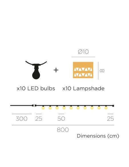 Guirlande extérieure lumineuse solaire étanche 10 ampoules cordon jute Alba - New Garden Leluminaireled.com