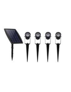 Lot de 4 spots solaires en aluminium noir - DDC Leluminaireled.com