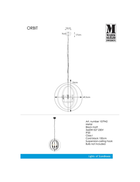 Suspension Led laiton - Markslöjd - Orbit Leluminaireled.com