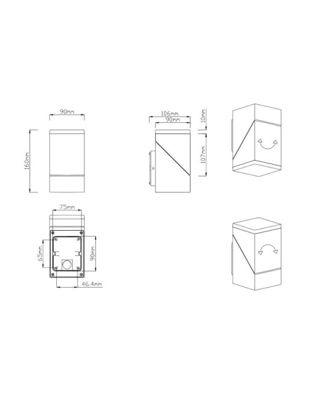Applique murale Led extérieure inclinable simple - Trio - Avon Leluminaireled.com
