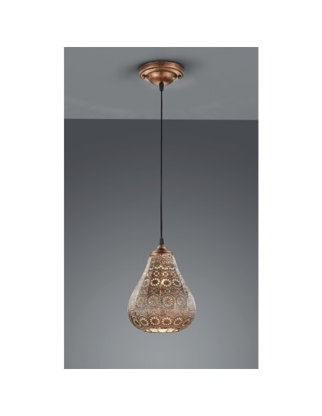 Suspension Led style oriental culot E14 cuivre - Trio - Jasmin Leluminaireled.com