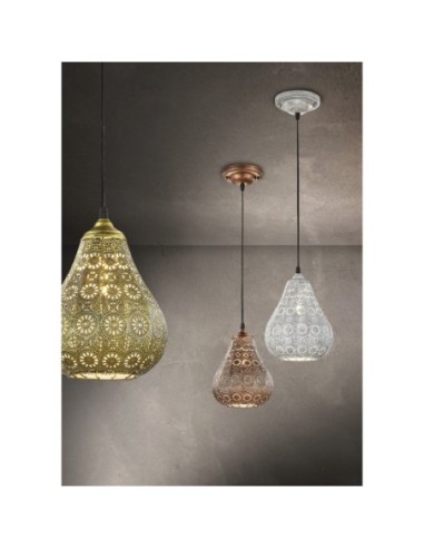 Suspension Led style oriental culot E14 cuivre - Trio - Jasmin Leluminaireled.com