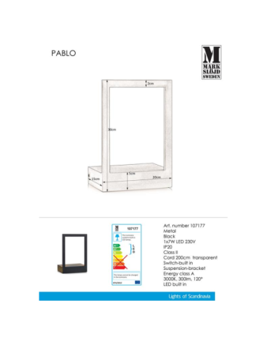 Applique murale décorative éclairage blanc chaud noire - Markslöjd - Pablo Leluminaireled.com