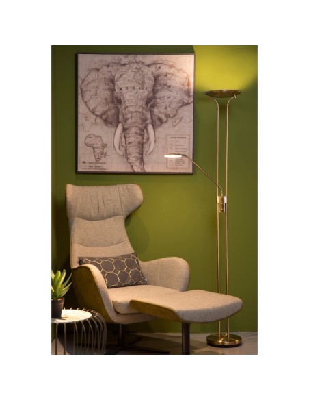 Lampadaire Led dimmable avec liseuse bronze - Lucide - Champion Leluminaireled.com
