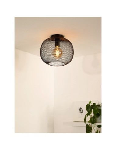 Plafonnier sphère résille métal noir - Lucide - Mesh Leluminaireled.com